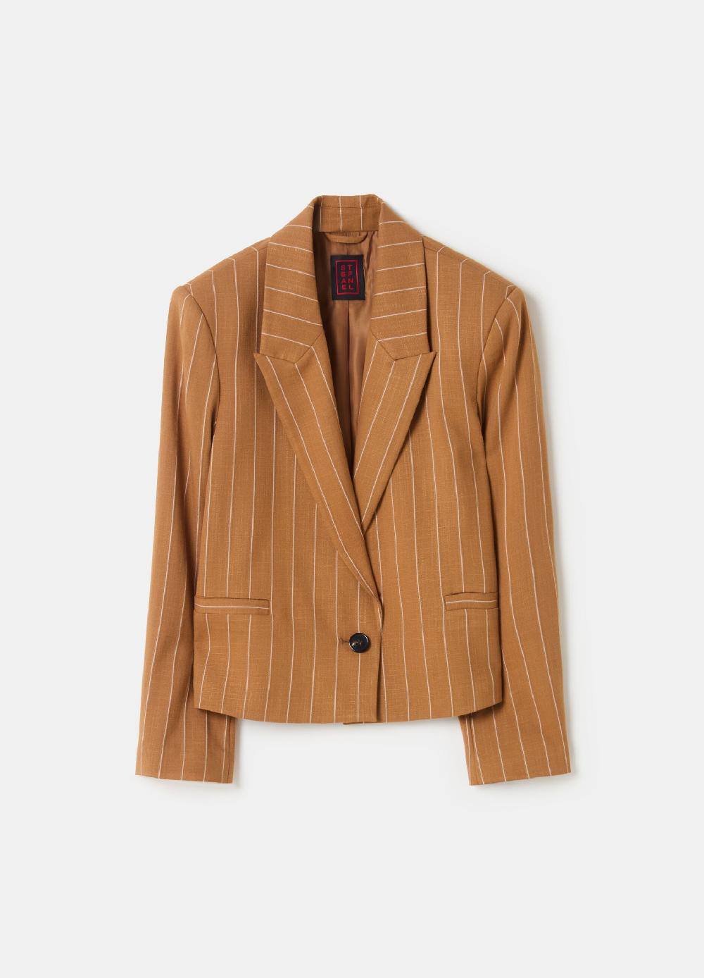 Stefanel Blazer cropped gessato monopetto Prezzo Ridotto