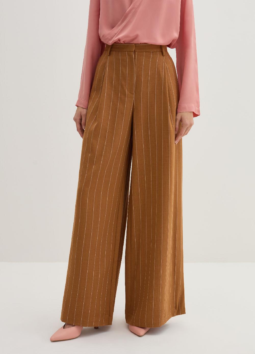 Stefanel Pantalone wide leg gessato Sottocosto