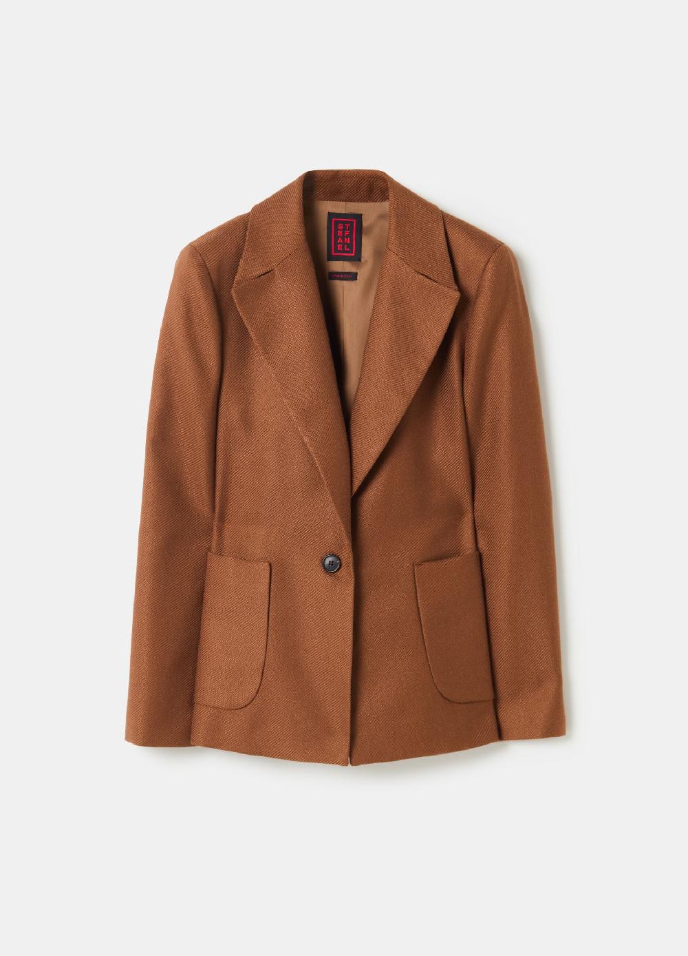 Stefanel Blazer monopetto in shiny twill con tasche Offerte