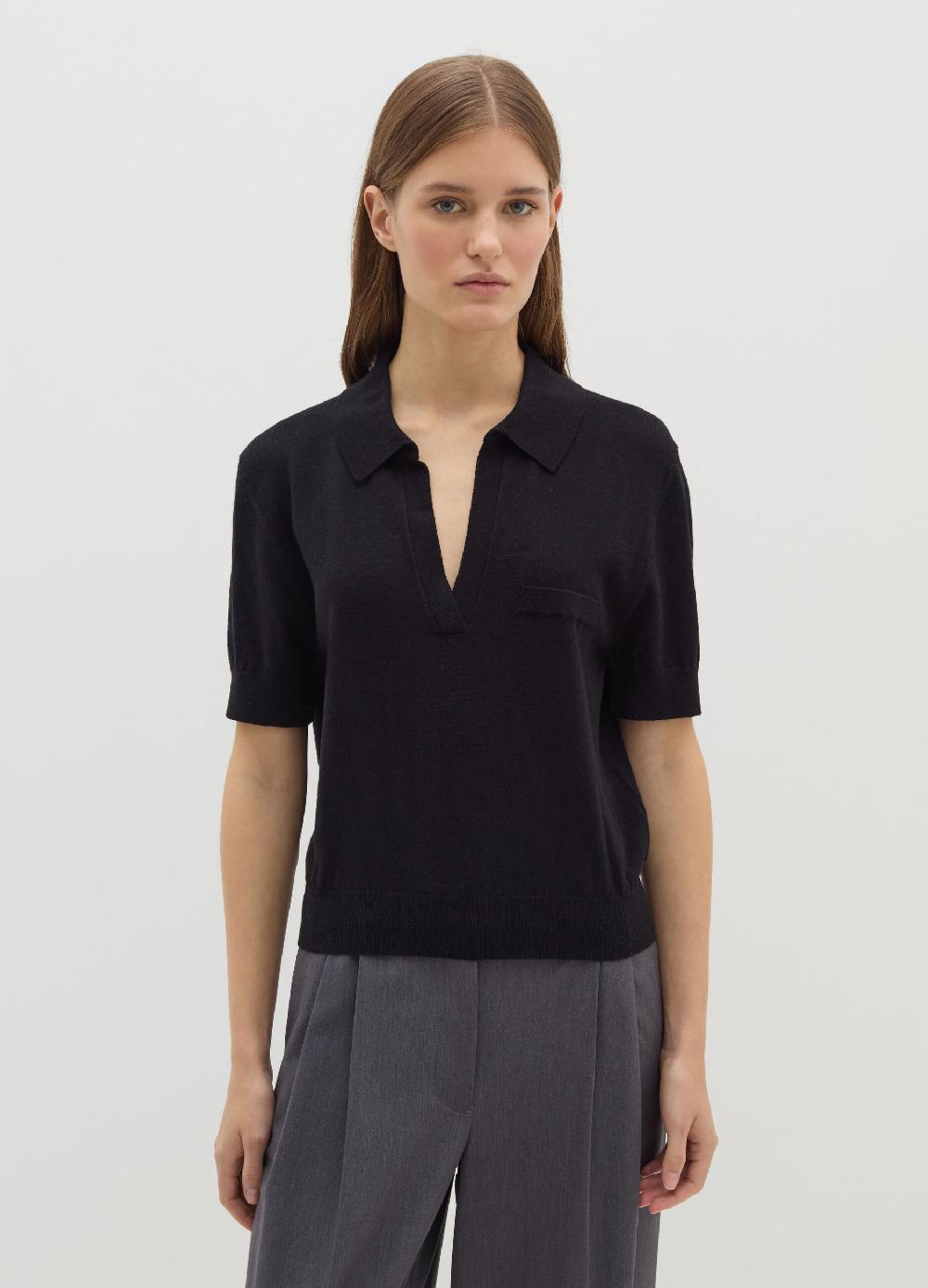 Stefanel Maglia in lana e seta con scollo a polo Nuovo
