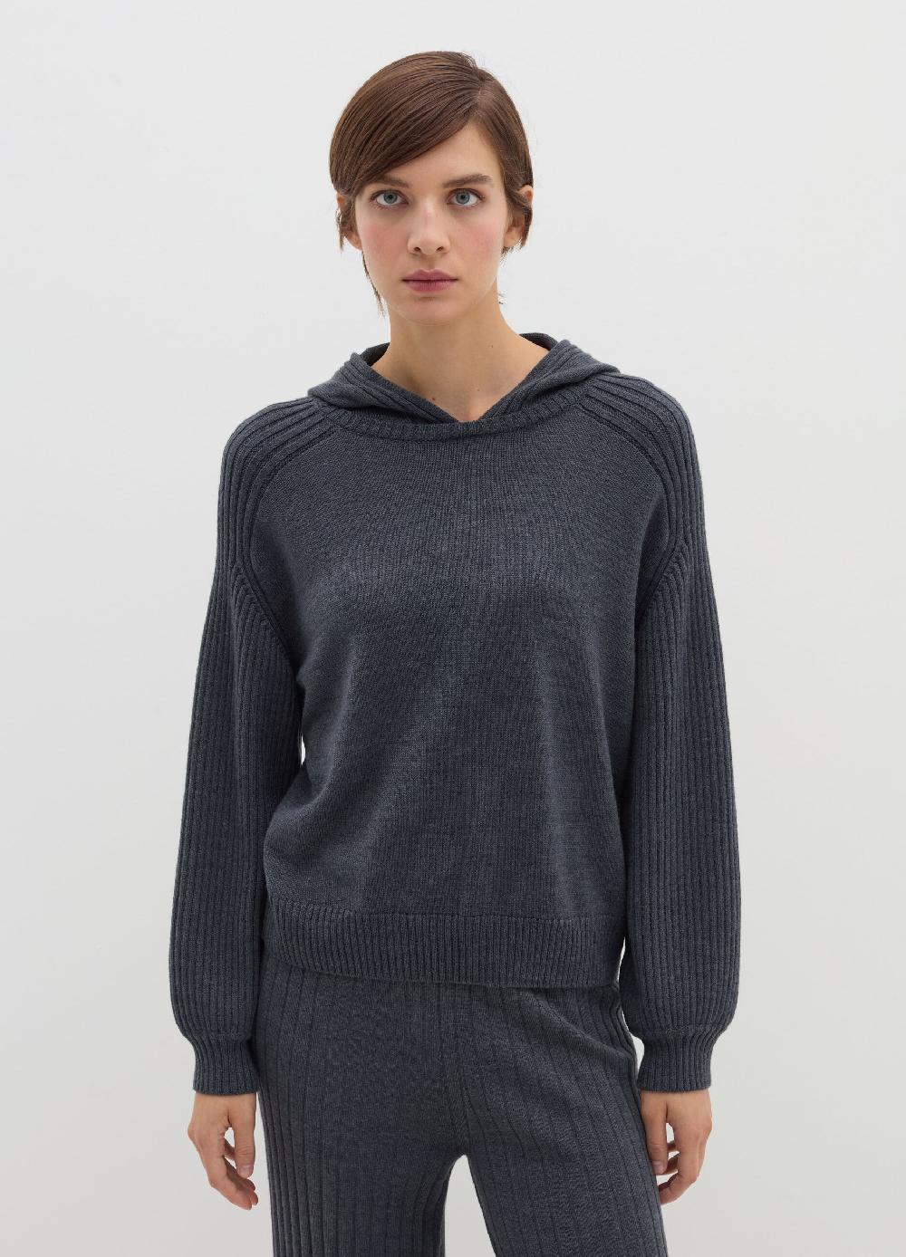 Stefanel Maglia con cappuccio a coste piatte Shopping Online