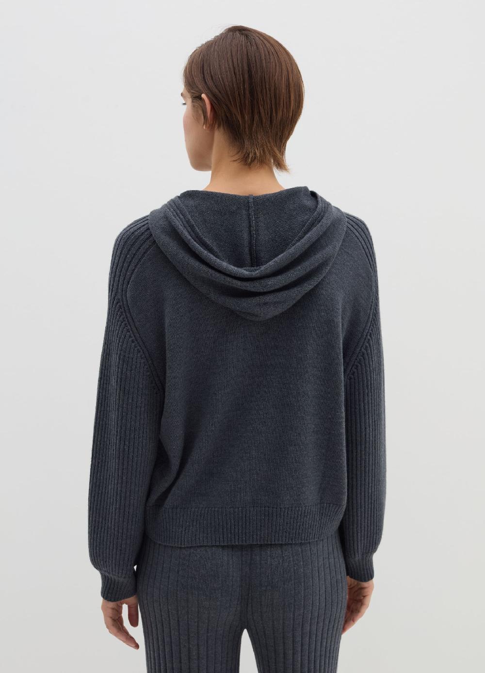 Stefanel Maglia con cappuccio a coste piatte Shopping Online