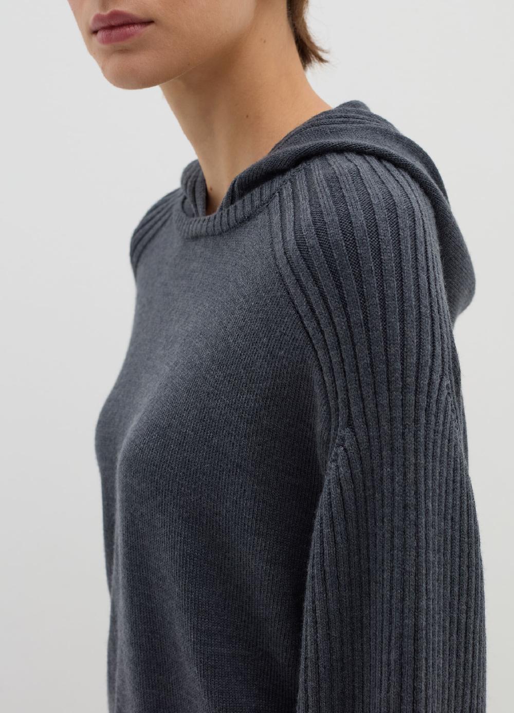 Stefanel Maglia con cappuccio a coste piatte Shopping Online