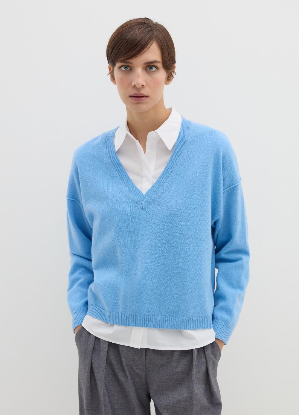 Stefanel Pullover in lana viscosa e cashmere con scollo a V Offerte