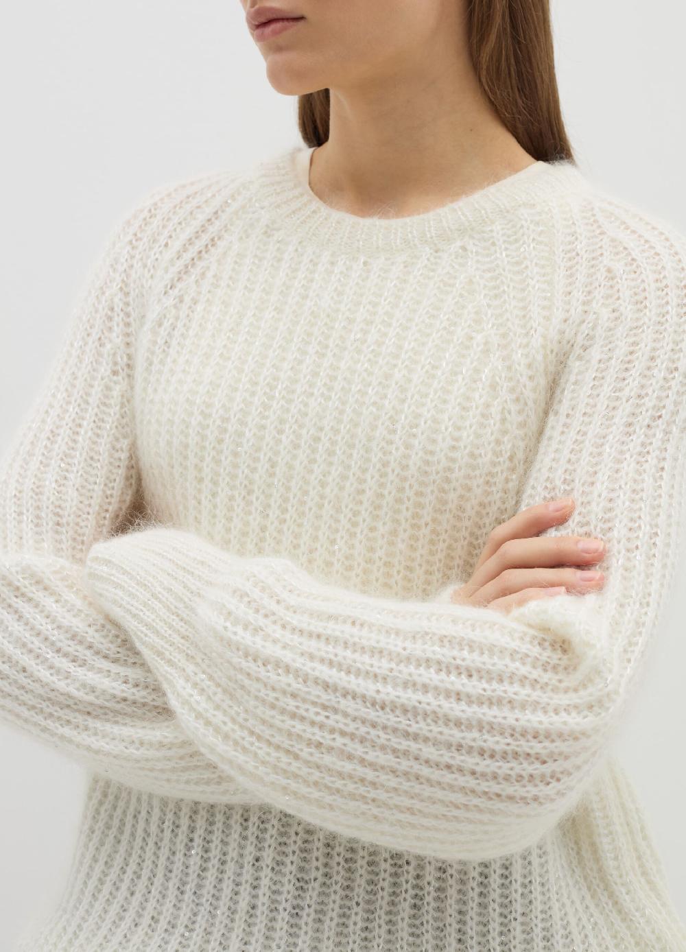 Stefanel Pullover a coste inglesi con micro paillettes Italy