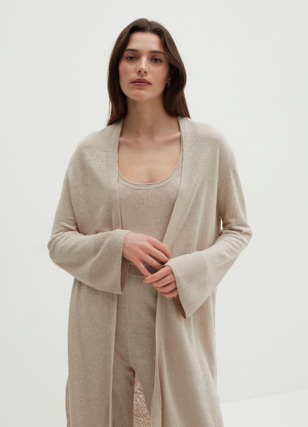 Stefanel Cardigan lungo in lino Vendita