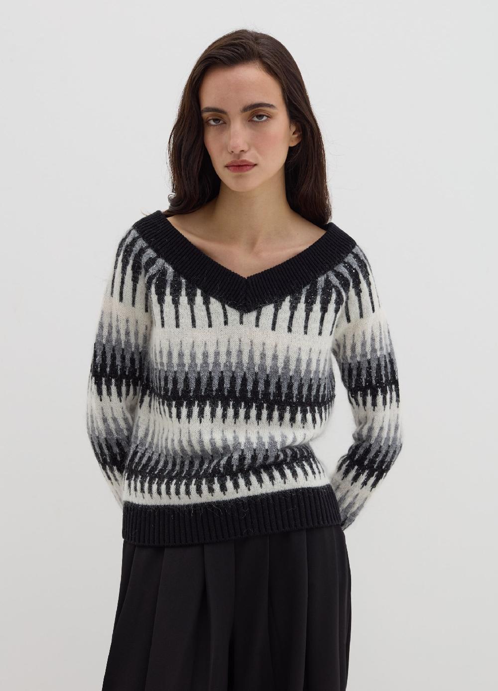 Stefanel Maglia jacquard con micro paillettes Spedizione Gratuita