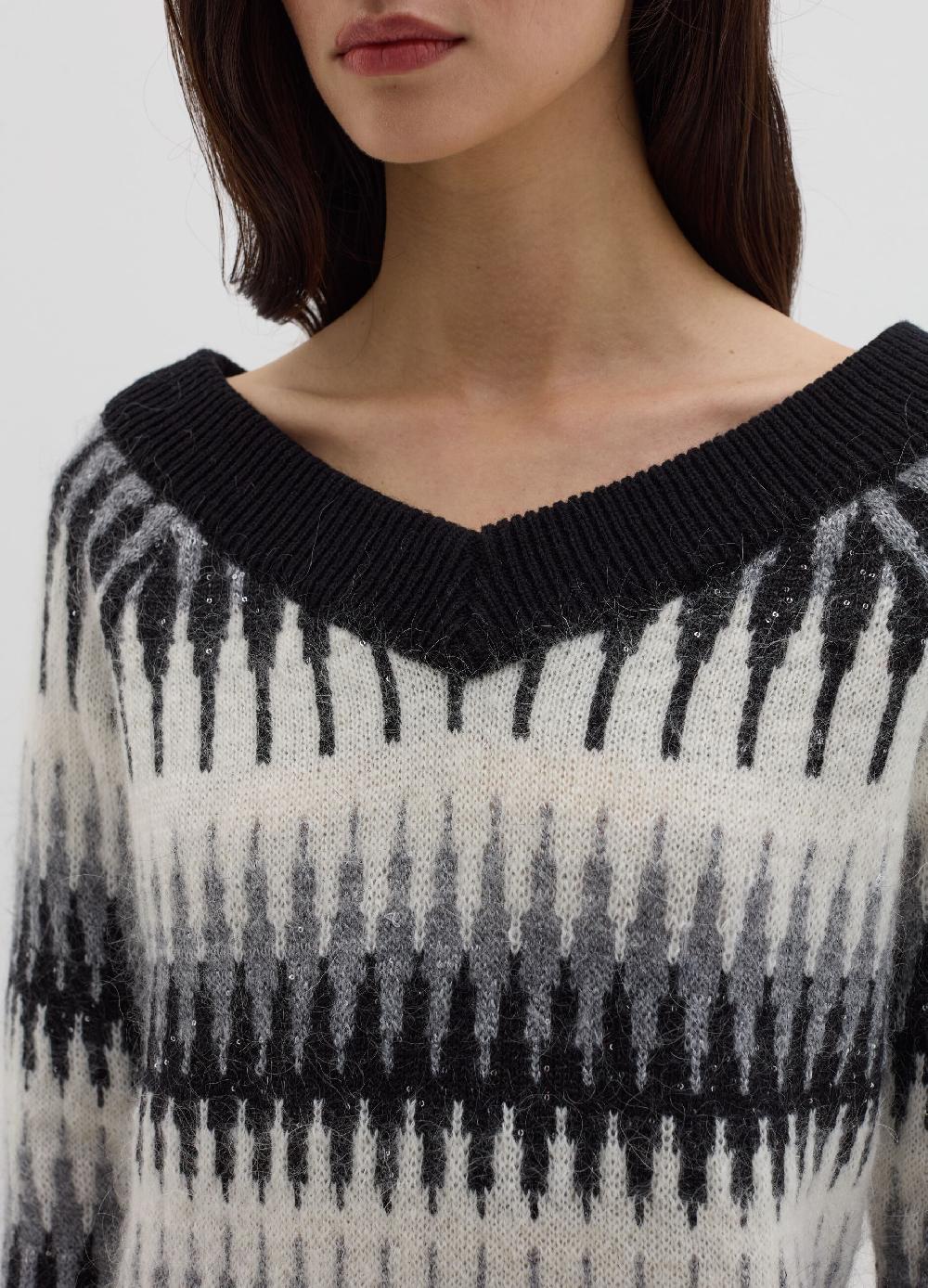 Stefanel Maglia jacquard con micro paillettes Spedizione Gratuita