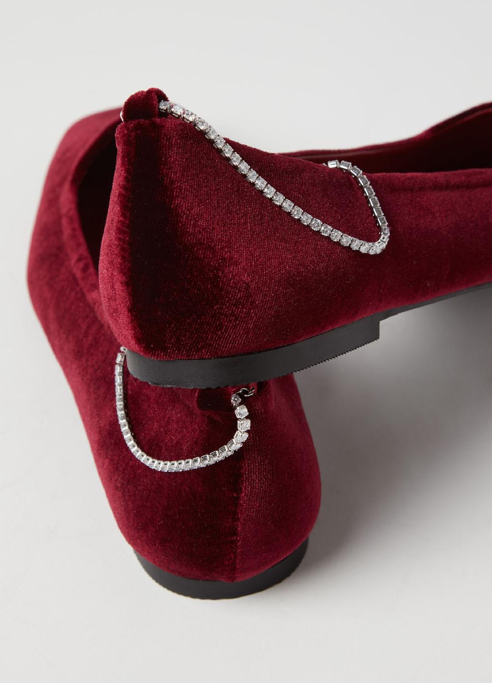 Stefanel Ballerina in velluto con cinturino in strass Consegna Veloce