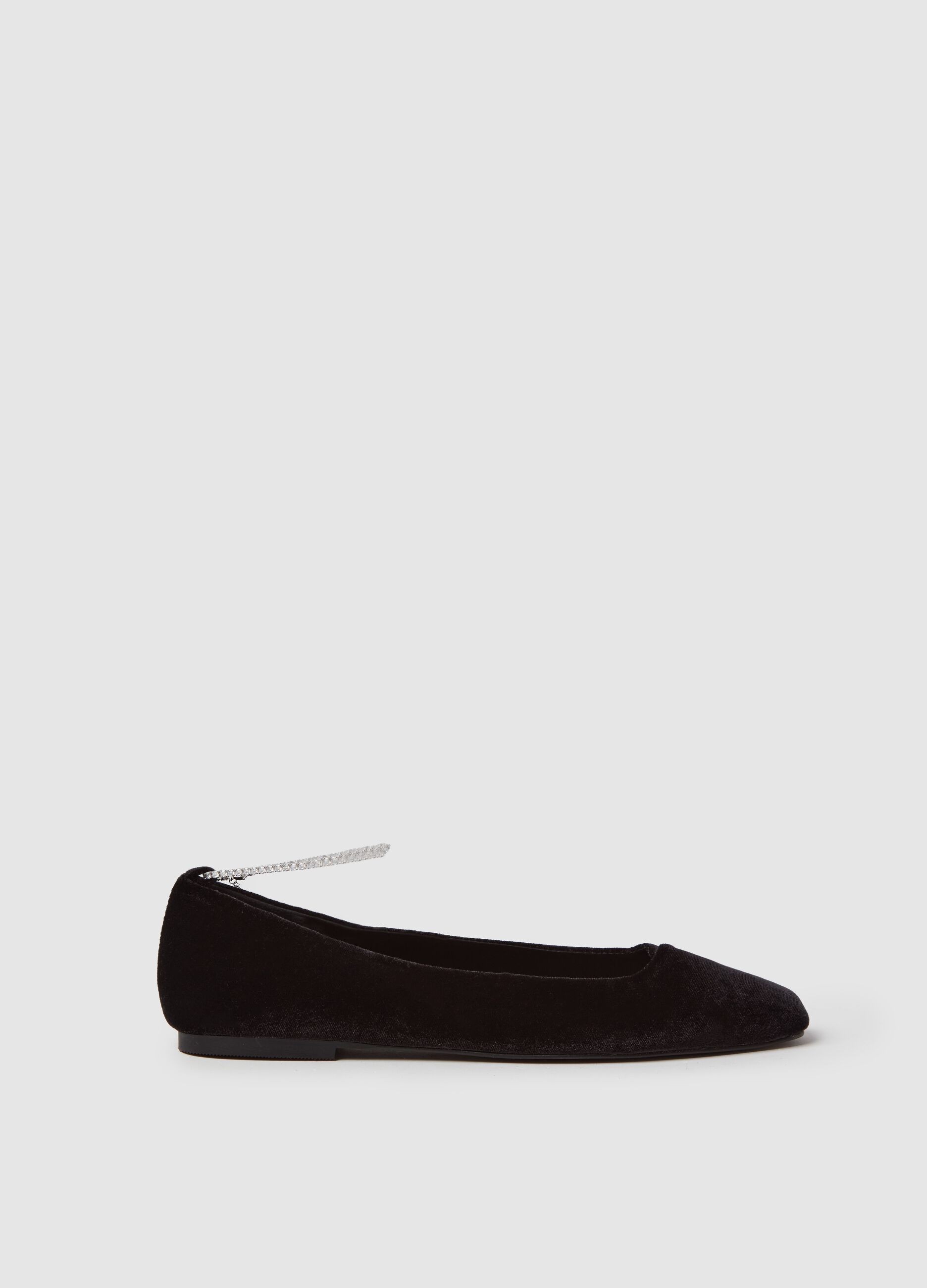 Stefanel Ballerina in velluto con cinturino in strass Promozione Limitata