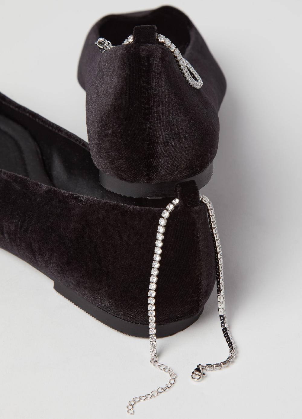 Stefanel Ballerina in velluto con cinturino in strass Promozione Limitata