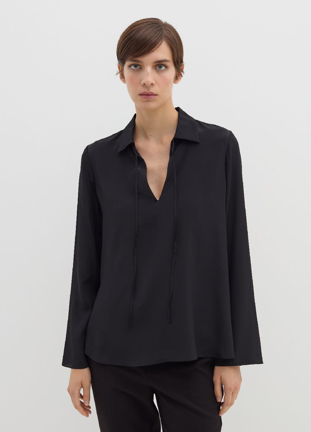 Stefanel Blusa in crêpe de chine con scollo a polo In Linea