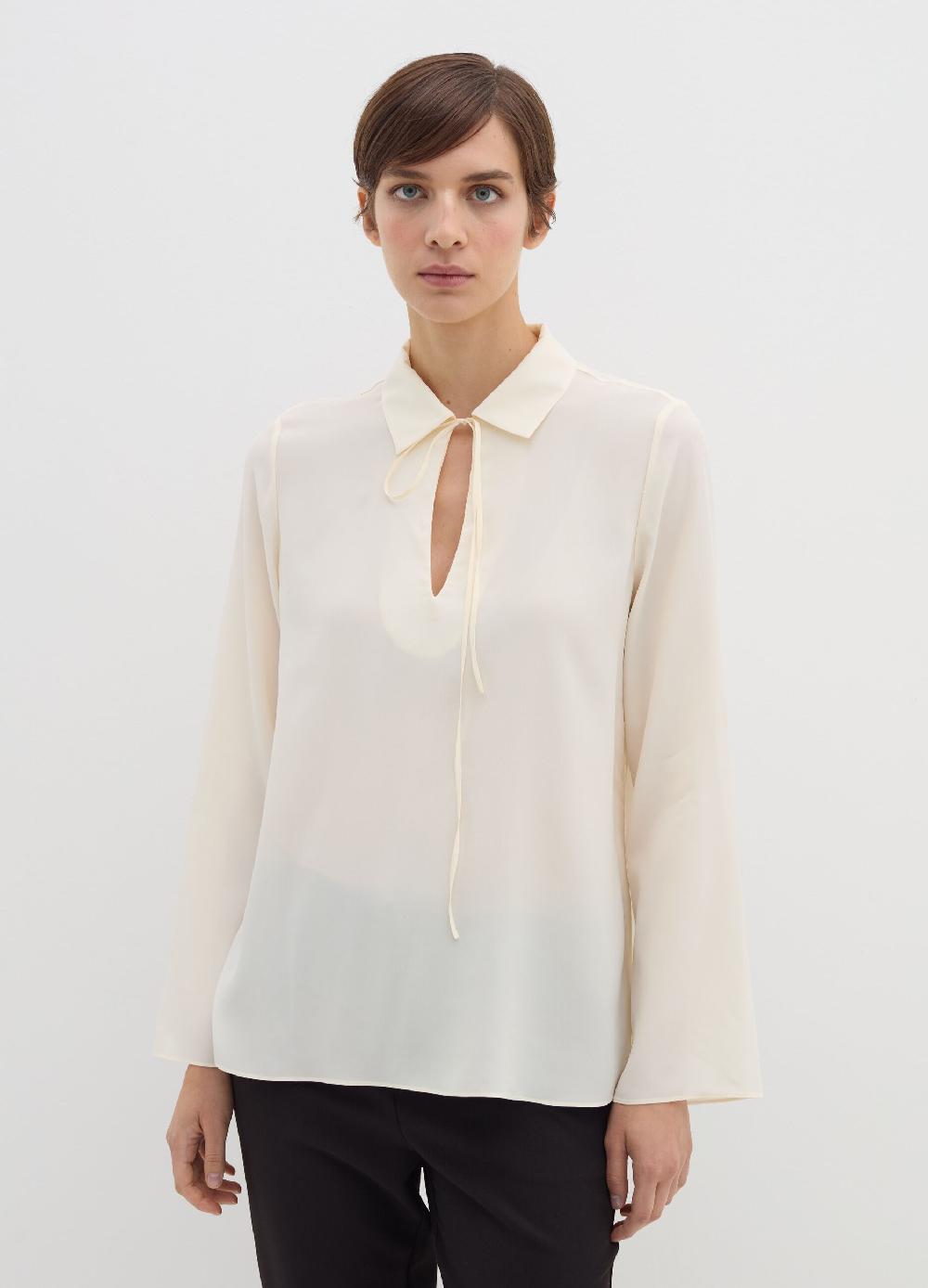 Stefanel Blusa in crêpe de chine con scollo a polo Qualità