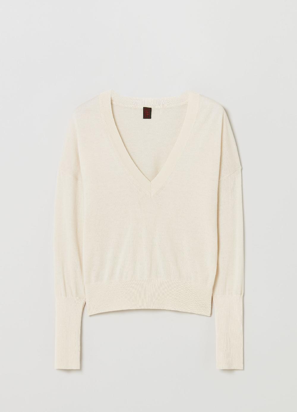 Stefanel Pullover in lana e seta con scollo a V Sconto