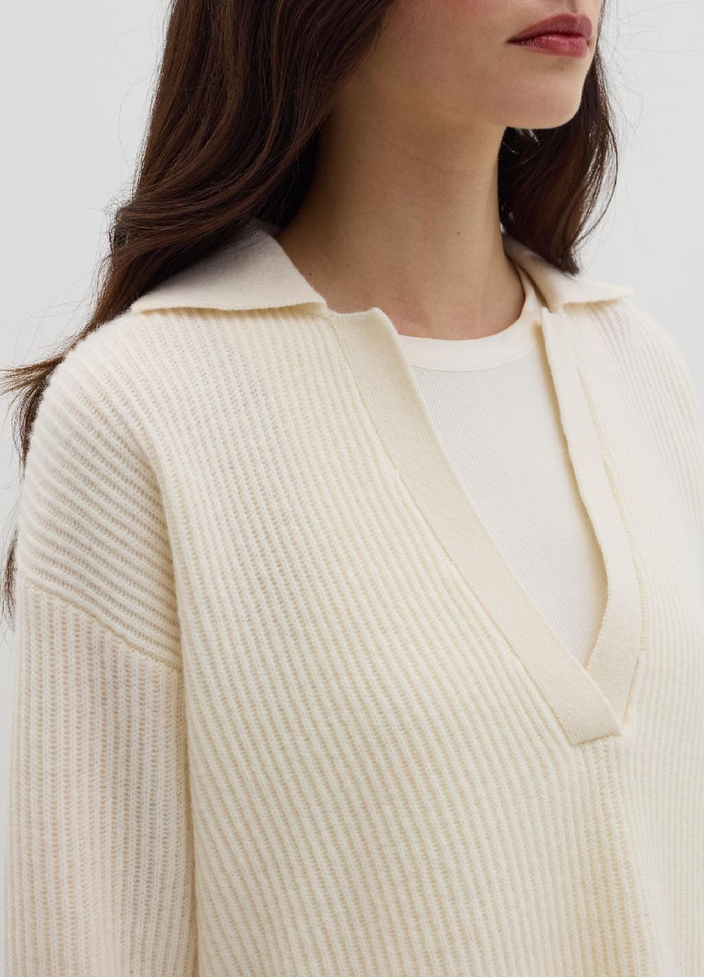 Stefanel Maglia in lana cardata con scollo a polo Economico