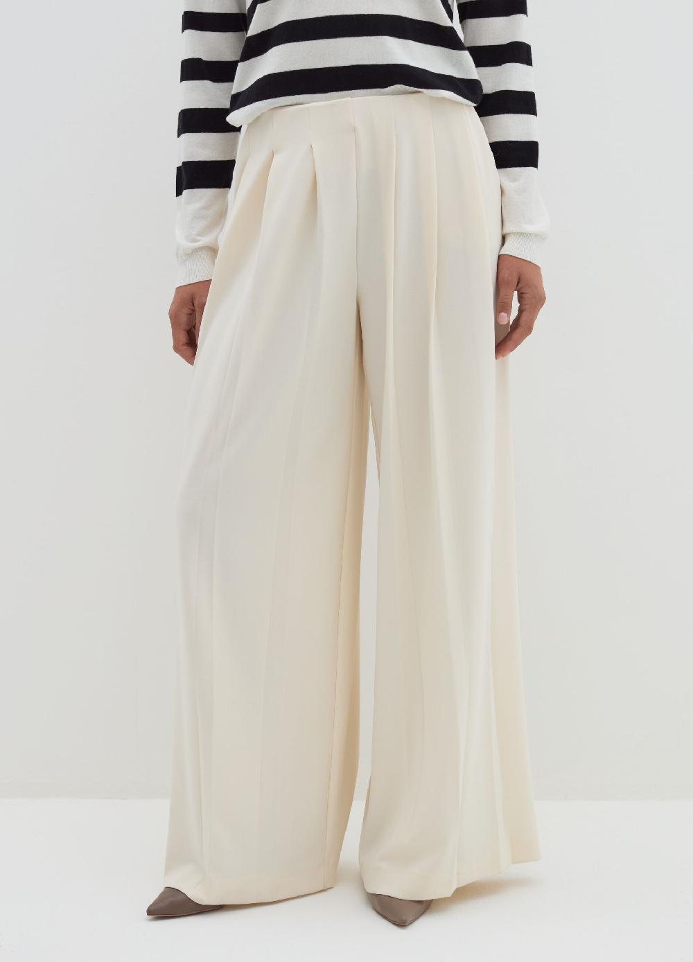 Stefanel Pantalone palazzo plisse in crêpe In Saldo