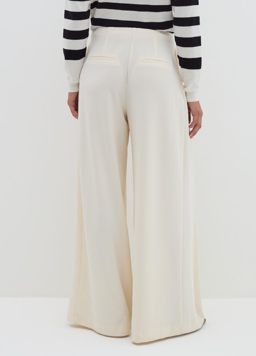 Stefanel Pantalone palazzo plisse in crêpe In Saldo