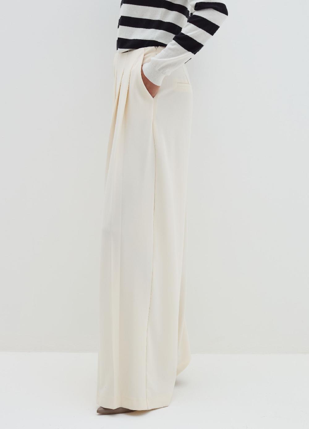 Stefanel Pantalone palazzo plisse in crêpe In Saldo