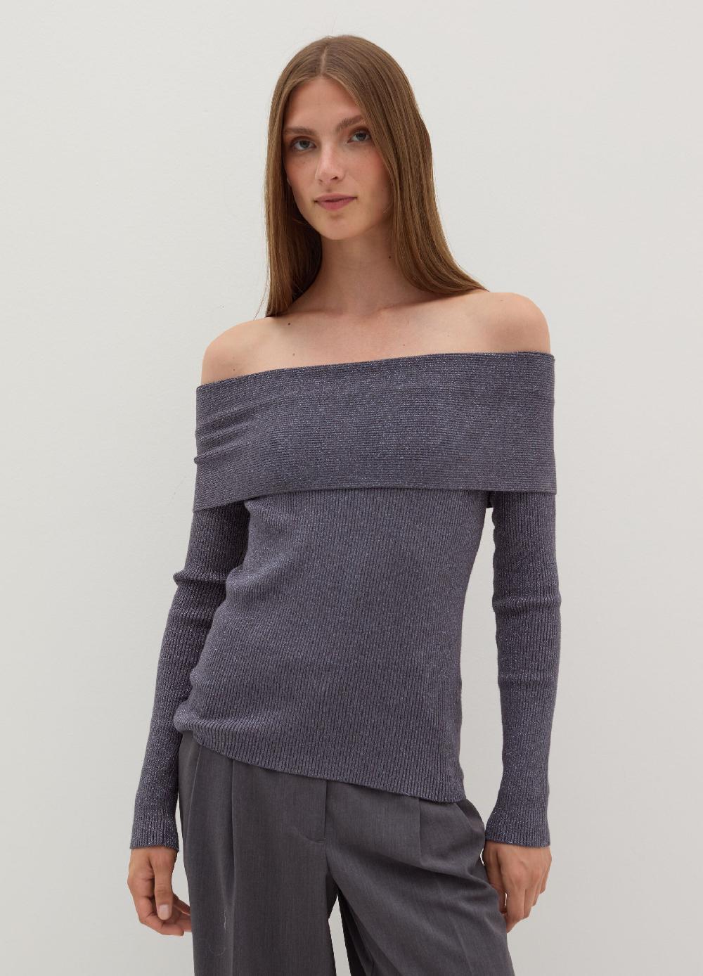 Stefanel T-shirt in lurex a costine con spalle scoperte Negozi Online