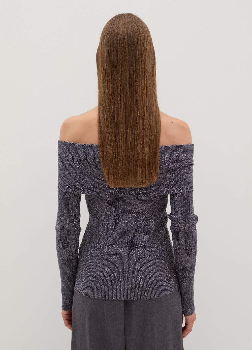 Stefanel T-shirt in lurex a costine con spalle scoperte Negozi Online