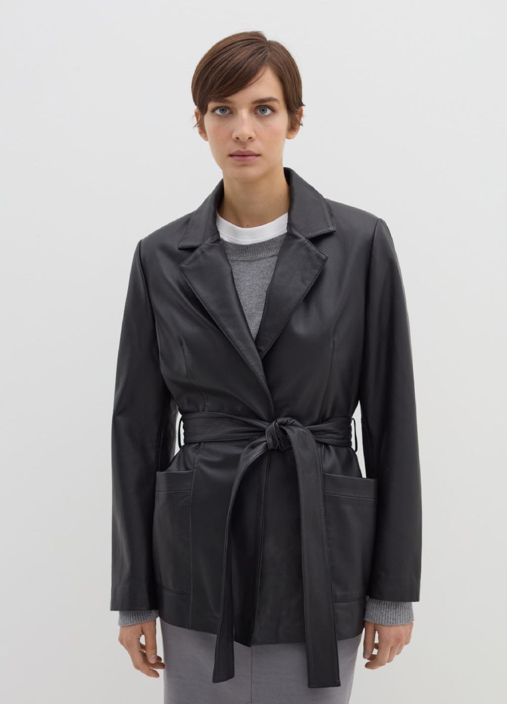 Stefanel Giacca corta in pelle con cintura Shopping Online