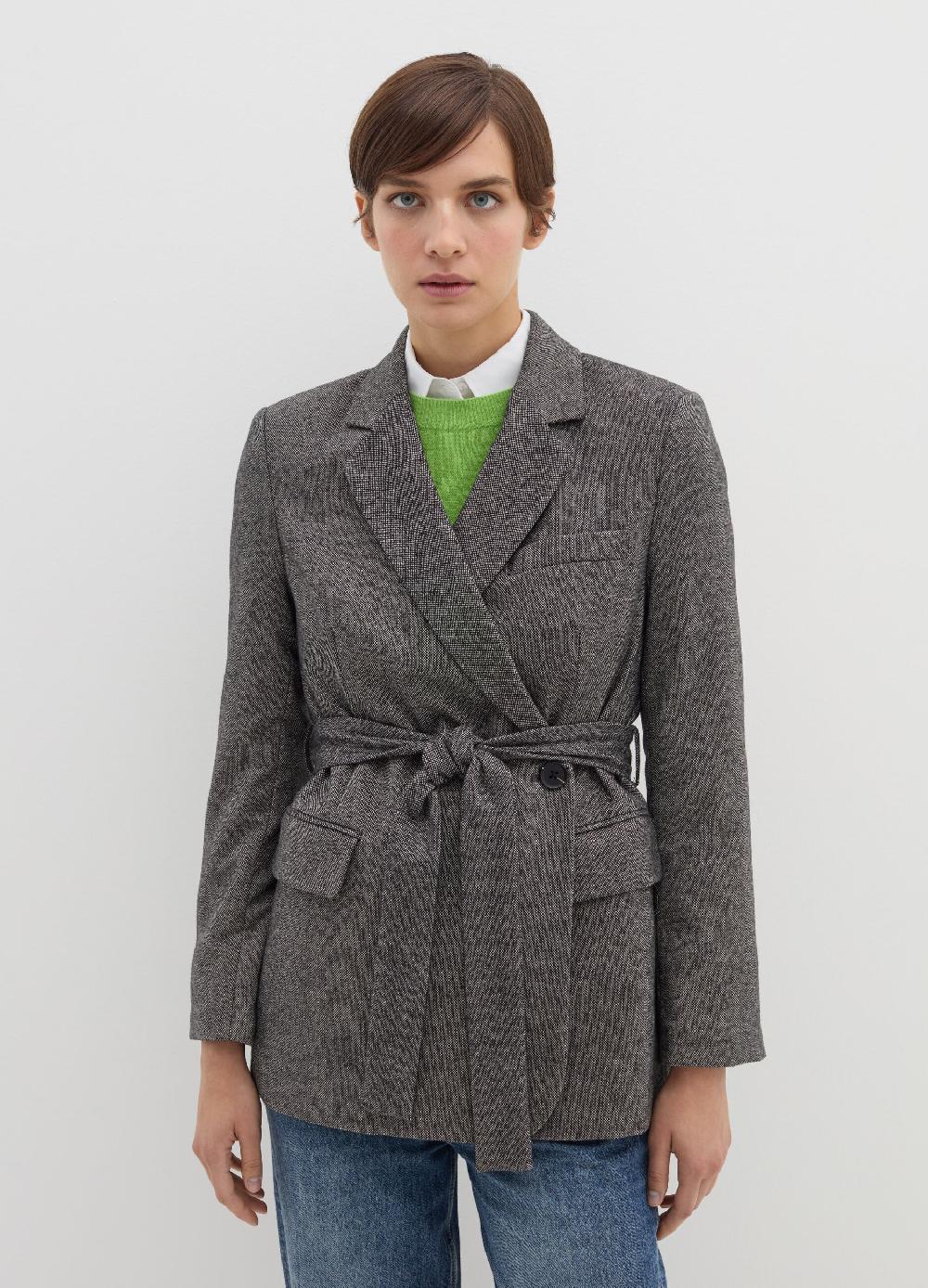 Stefanel Blazer doppiopetto in tweed con cintura Affare Del Giorno