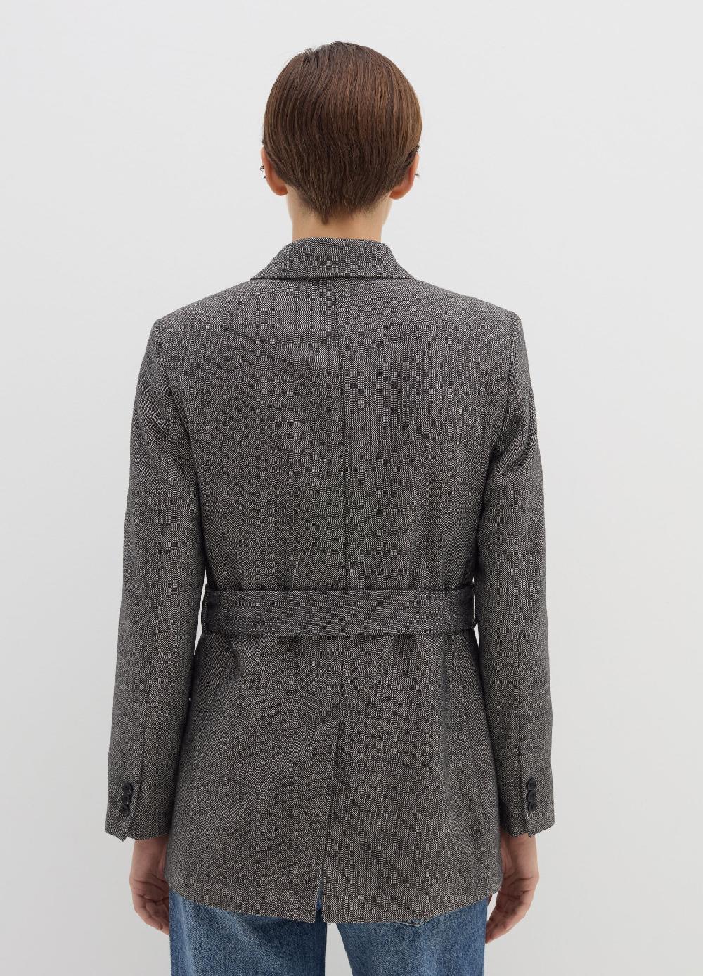 Stefanel Blazer doppiopetto in tweed con cintura Affare Del Giorno