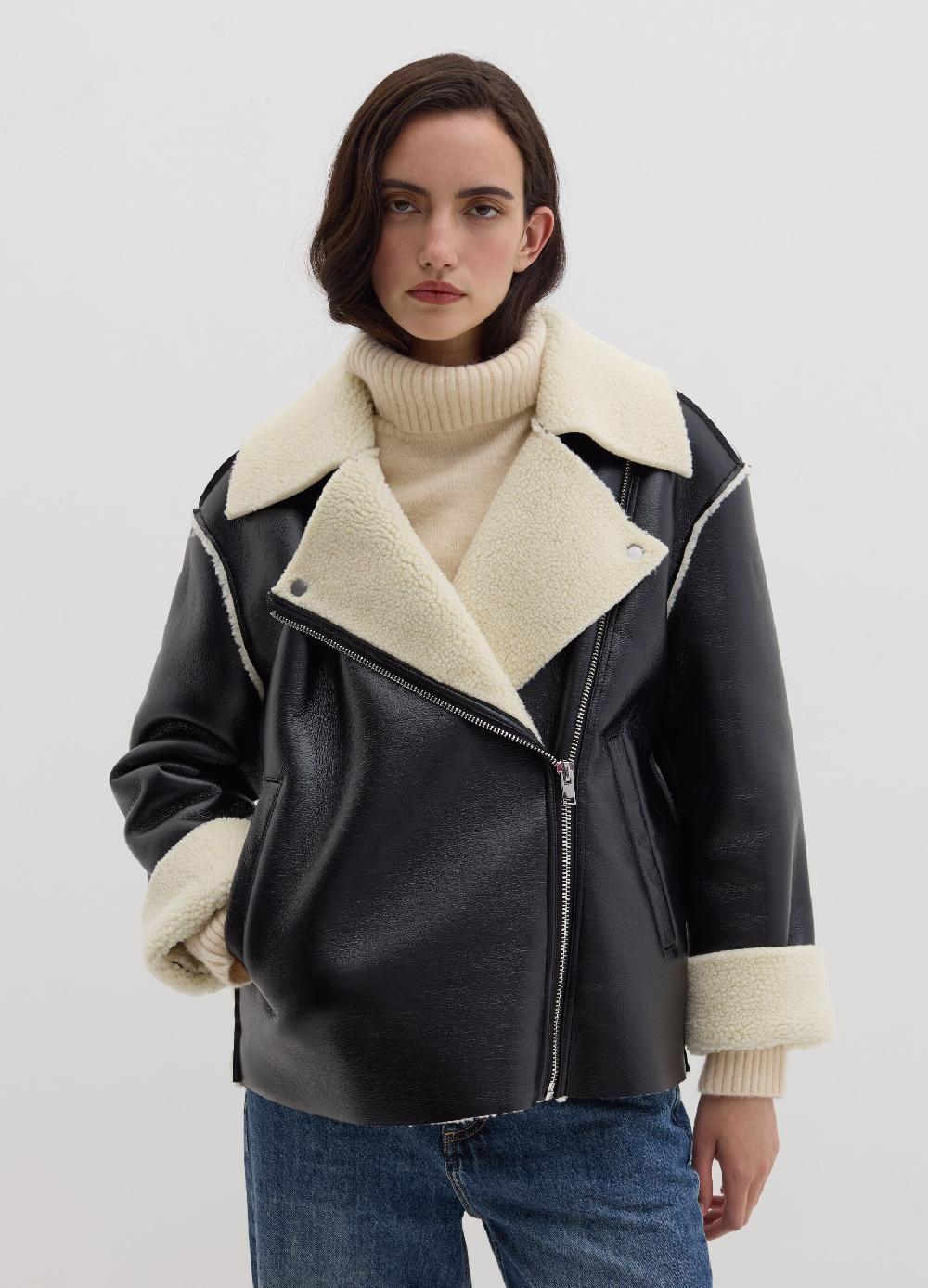 Stefanel Montone effetto lucido con interno in shearling Economico