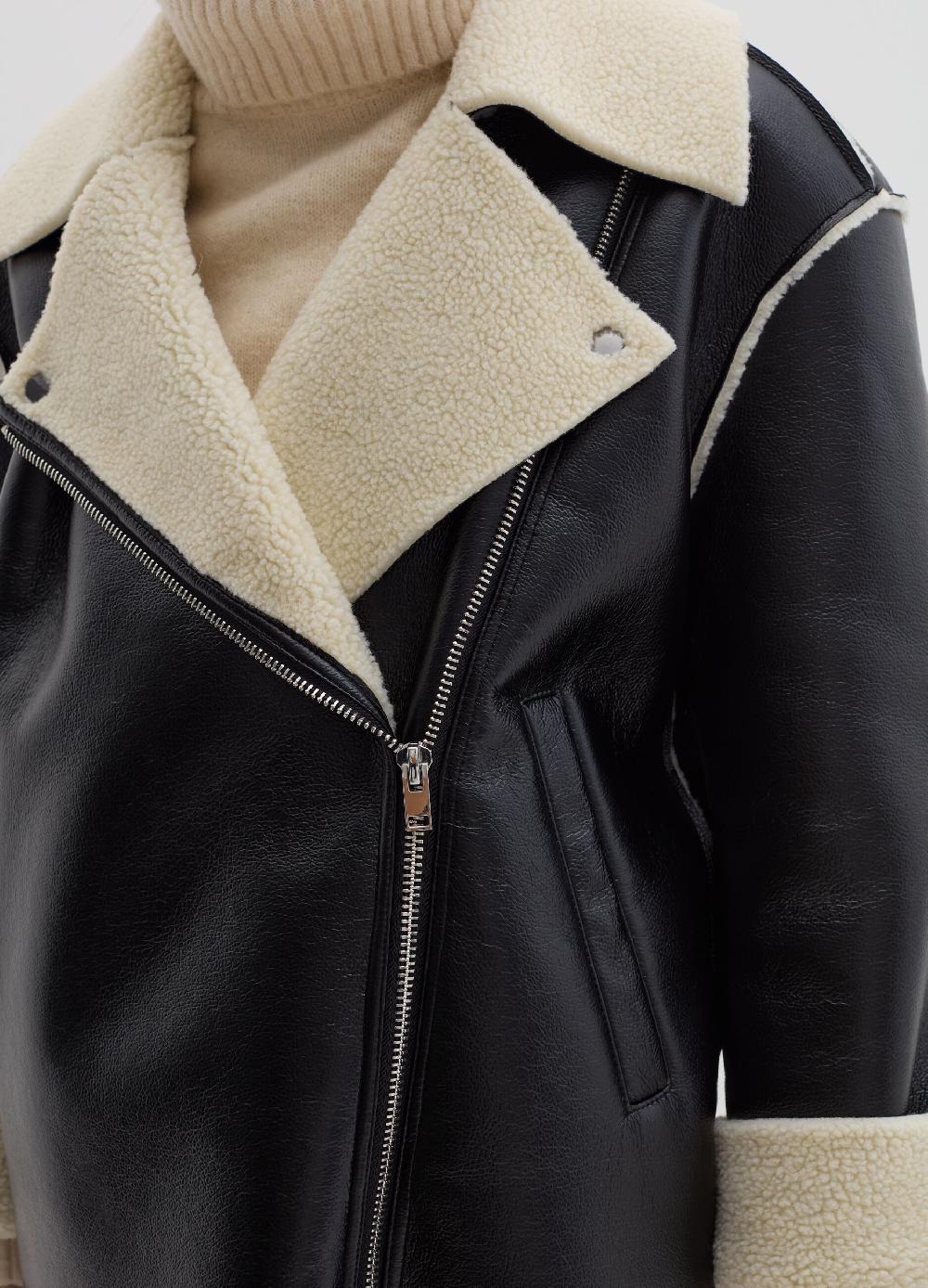 Stefanel Montone effetto lucido con interno in shearling Economico