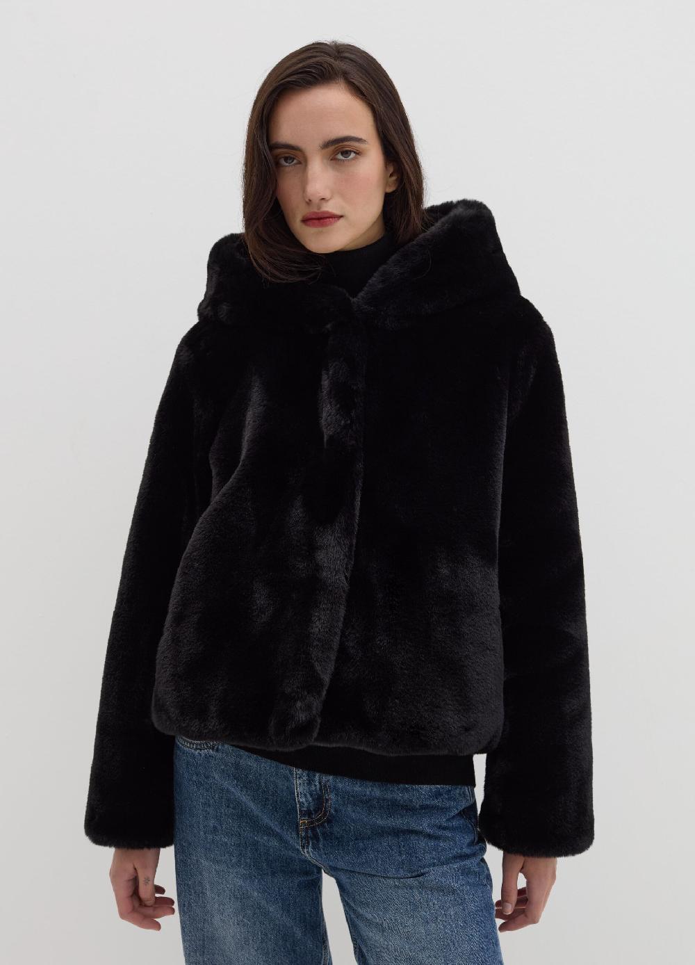 Stefanel Giacca corta teddy con cappuccio Online