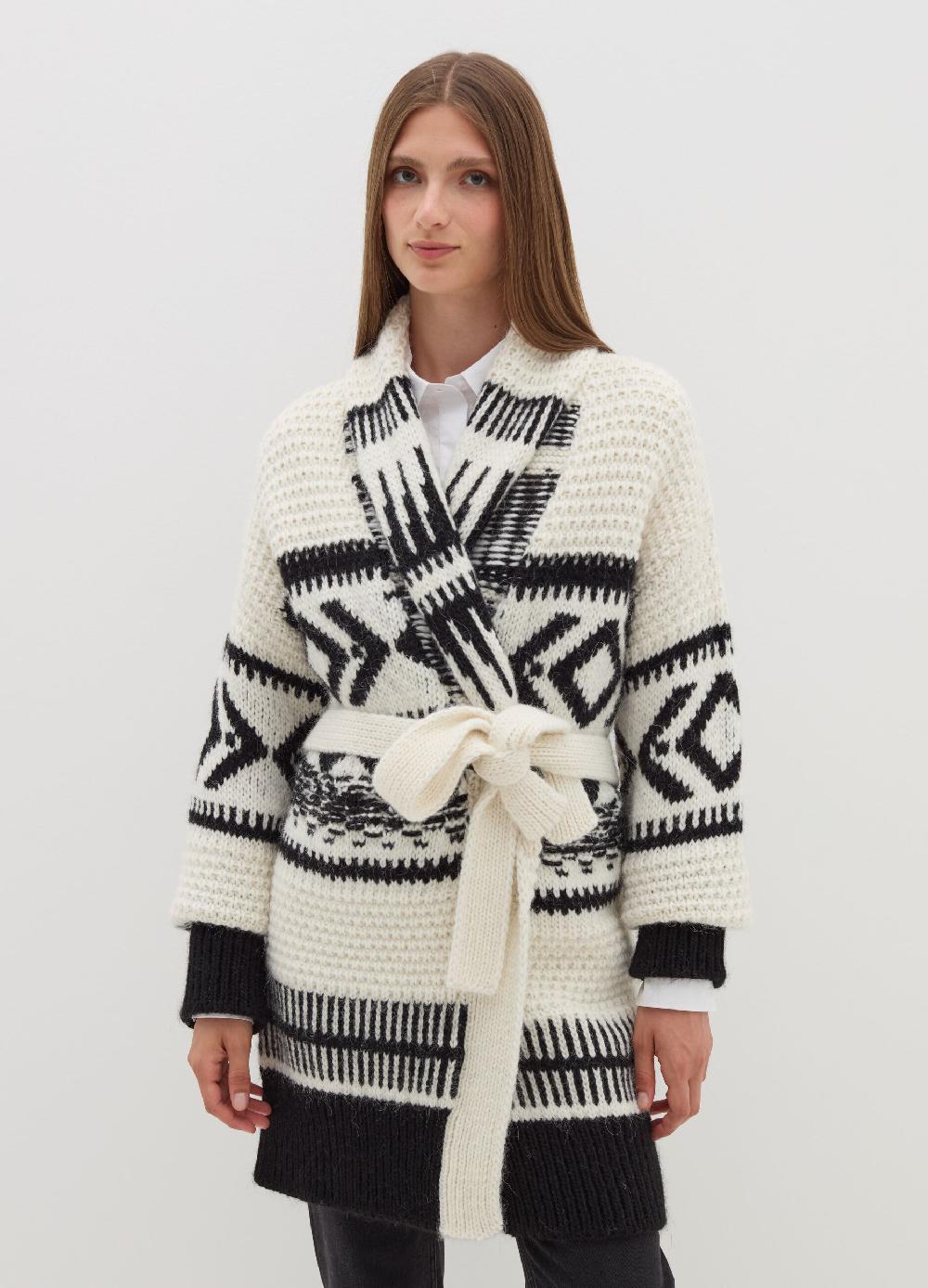 Stefanel Coatigan in stoppino con motivo jacquard Italy