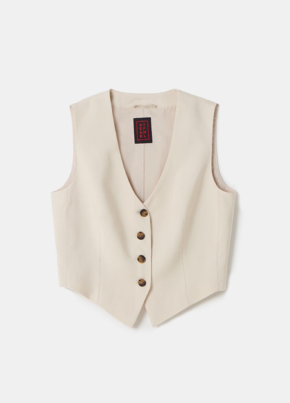 Stefanel Gilet monopetto in twill tecnico Soddisfazione Garantita