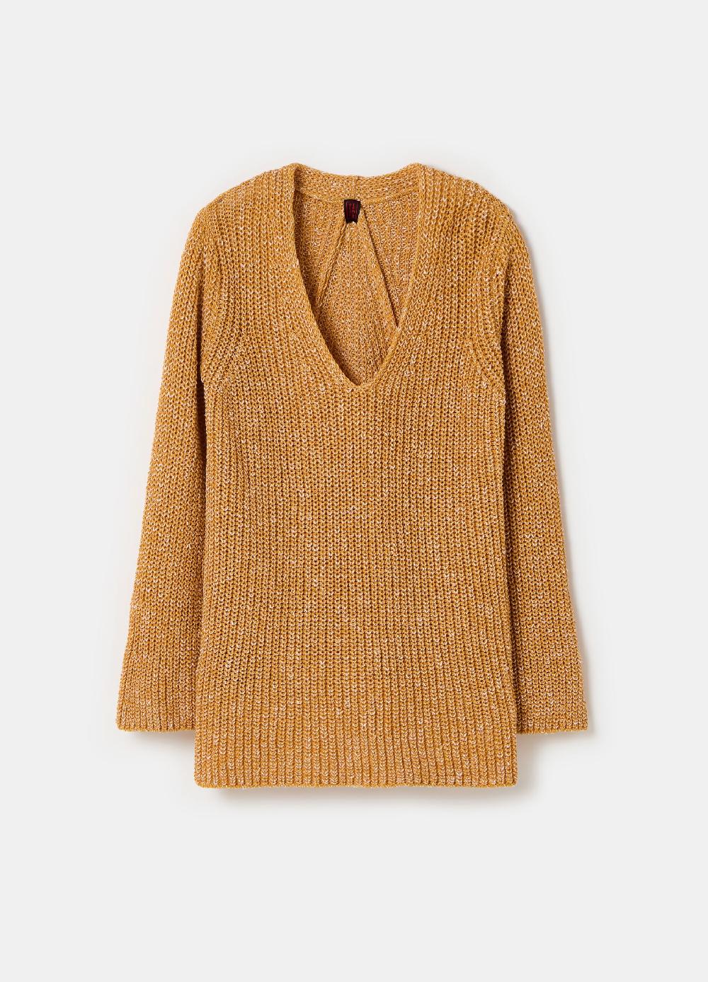 Stefanel Pullover con fantasia bicolore scollo a V Sottocosto