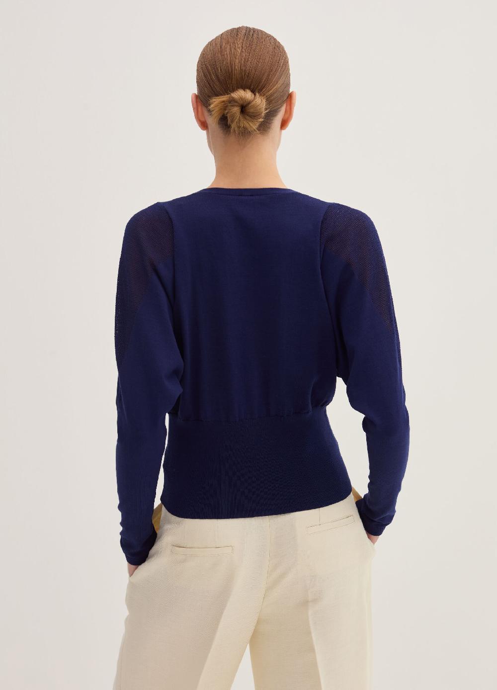 Stefanel Cardigan in crêpe con inserto in mesh Novità
