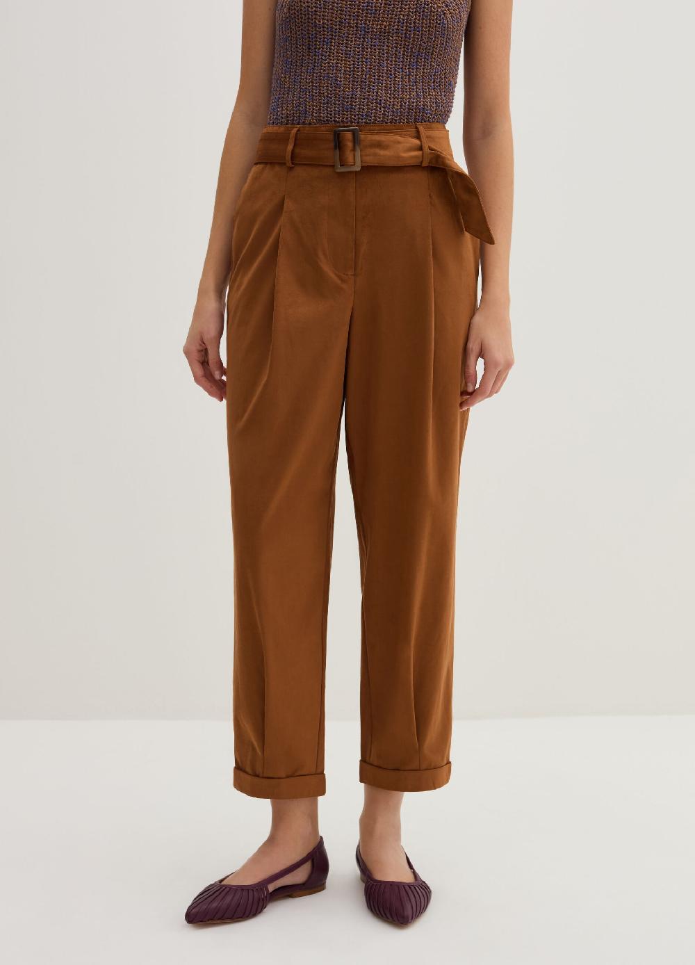 Stefanel Pantalone a sigaretta ankle fit in suede Outlet
