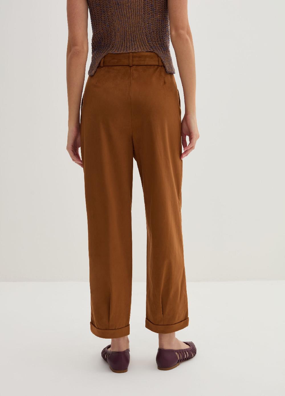 Stefanel Pantalone a sigaretta ankle fit in suede Outlet