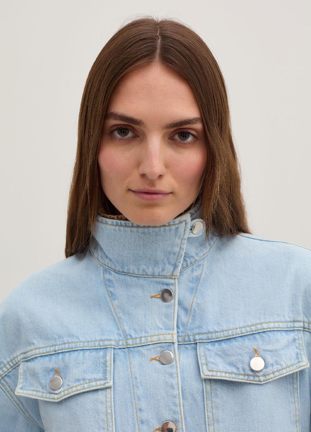 Stefanel Giubbino corto over in denim a collo alto Hotsell