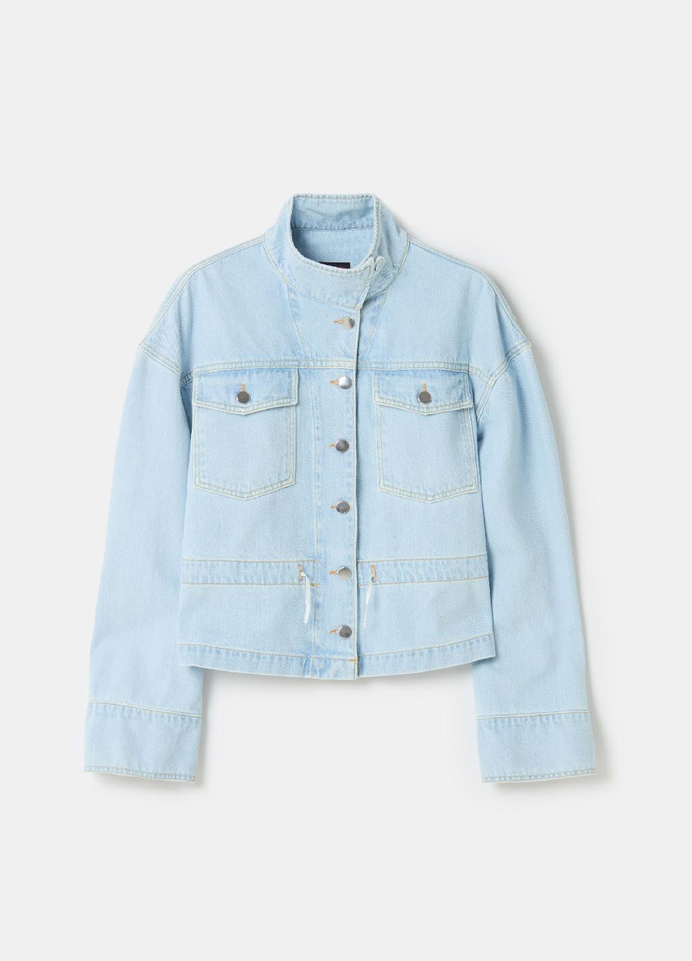 Stefanel Giubbino corto over in denim a collo alto Hotsell