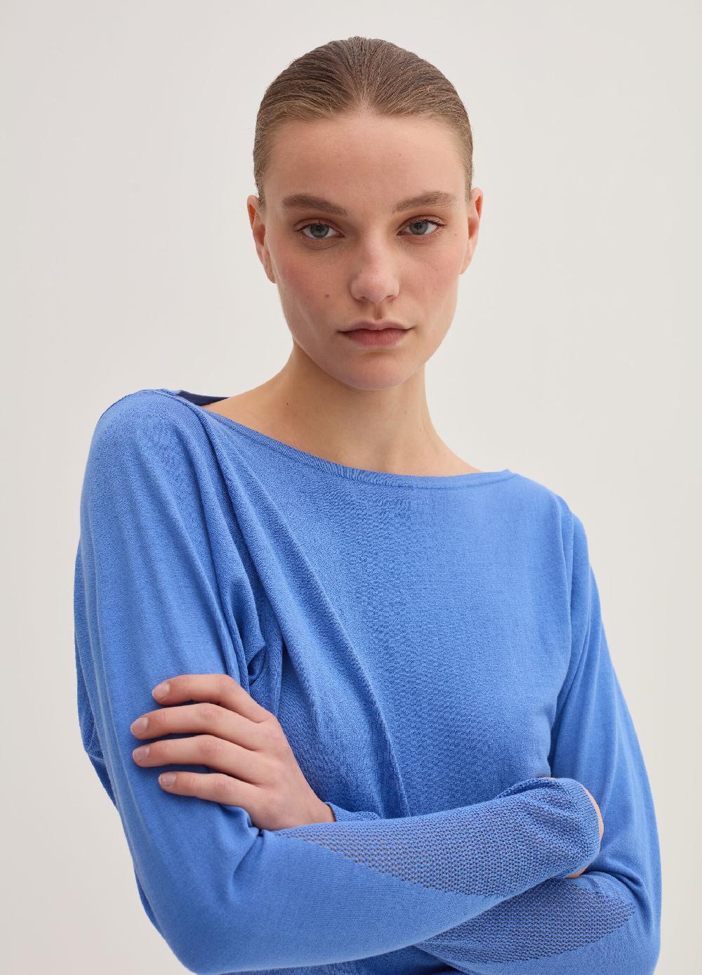 Stefanel Maglia crop in crêpe con inserto in mesh Vendita Calda