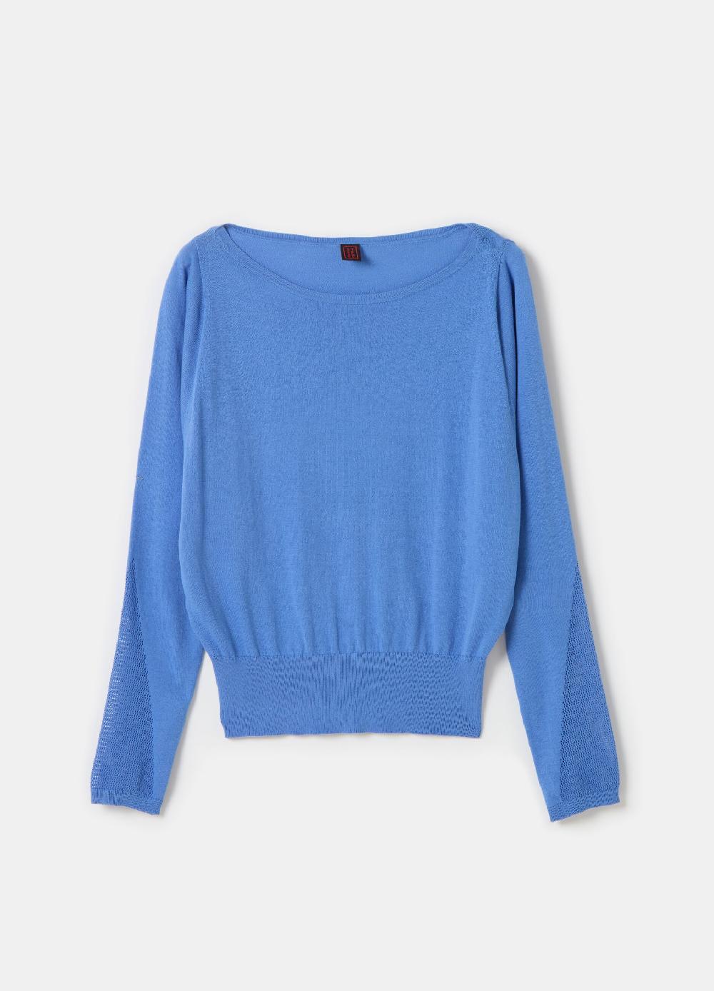 Stefanel Maglia crop in crêpe con inserto in mesh Vendita Calda