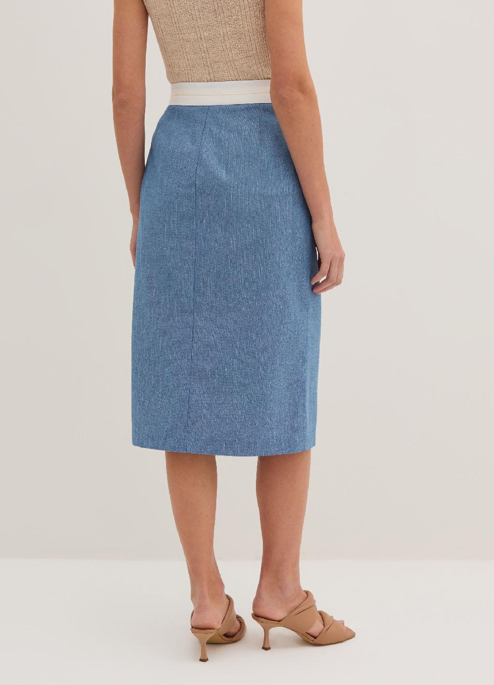 Stefanel Gonna midi sartoriale a tubo effetto denim Moda