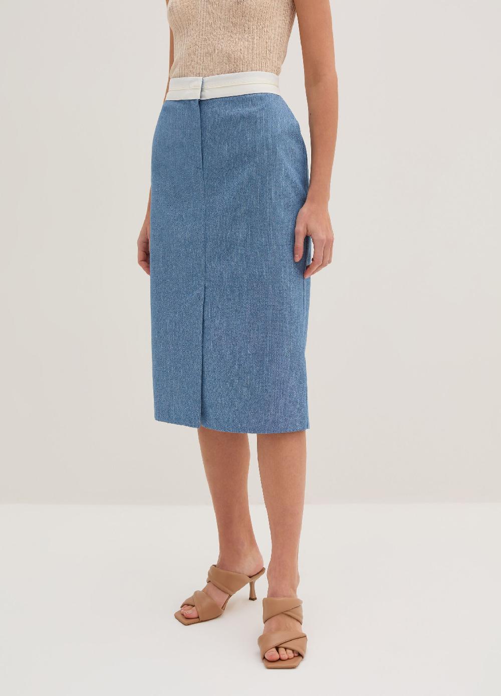 Stefanel Gonna midi sartoriale a tubo effetto denim Moda