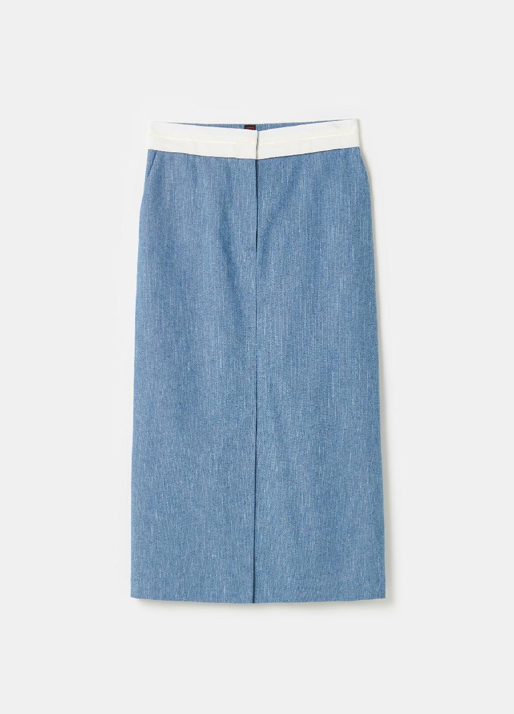 Stefanel Gonna midi sartoriale a tubo effetto denim Moda