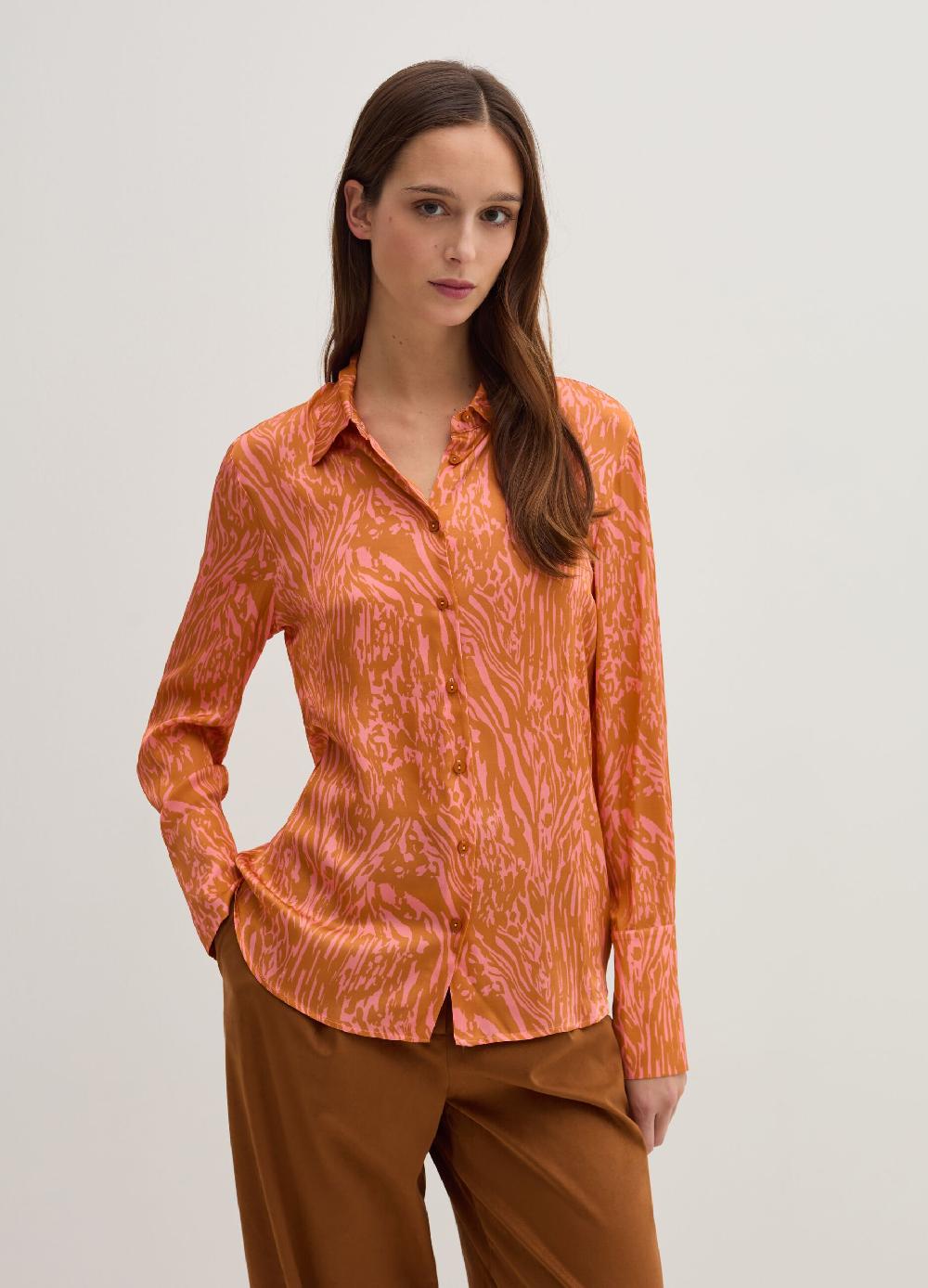 Stefanel Camicia in satin con stampa moire Spedizione Gratuita