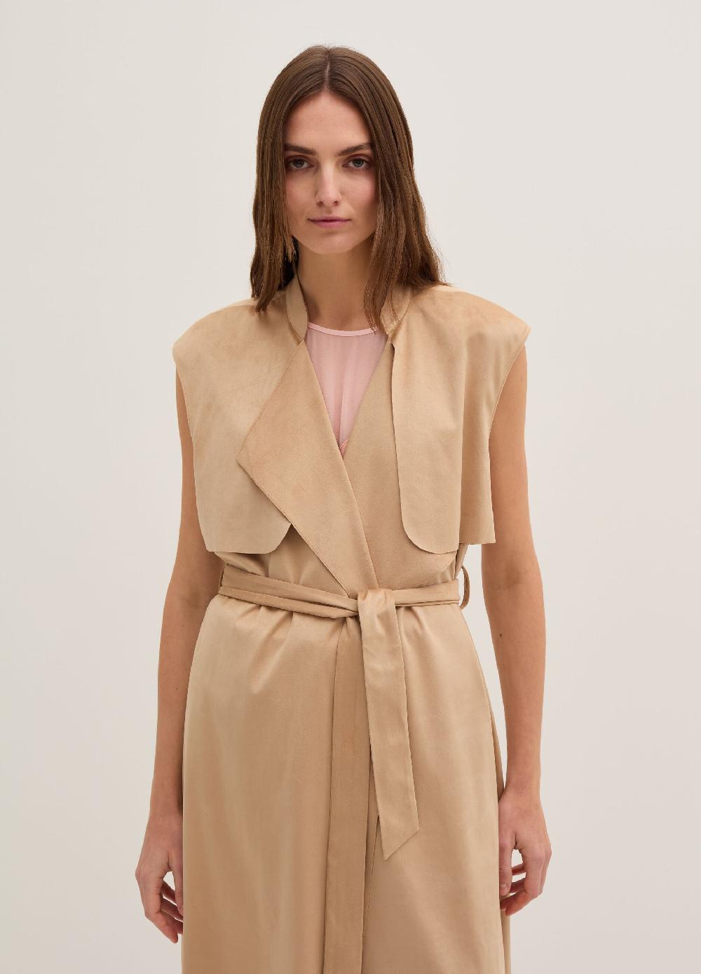 Stefanel Gilet lungo scamosciato con cintura Qualità Garantita