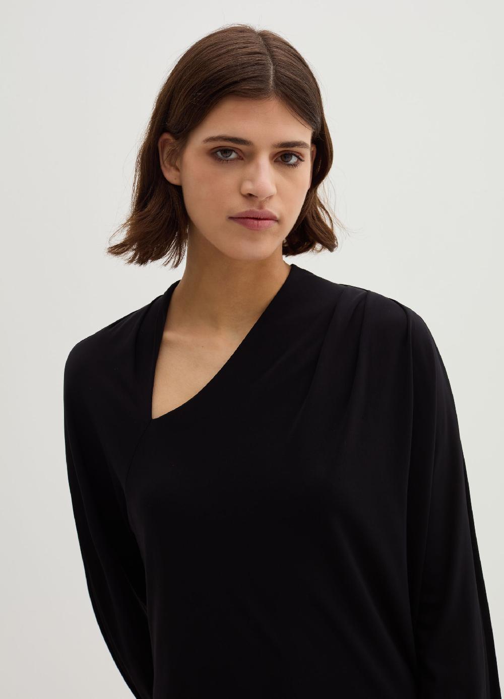 Stefanel Vestito midi in crêpe jersey con scollo a V Acquista Ora
