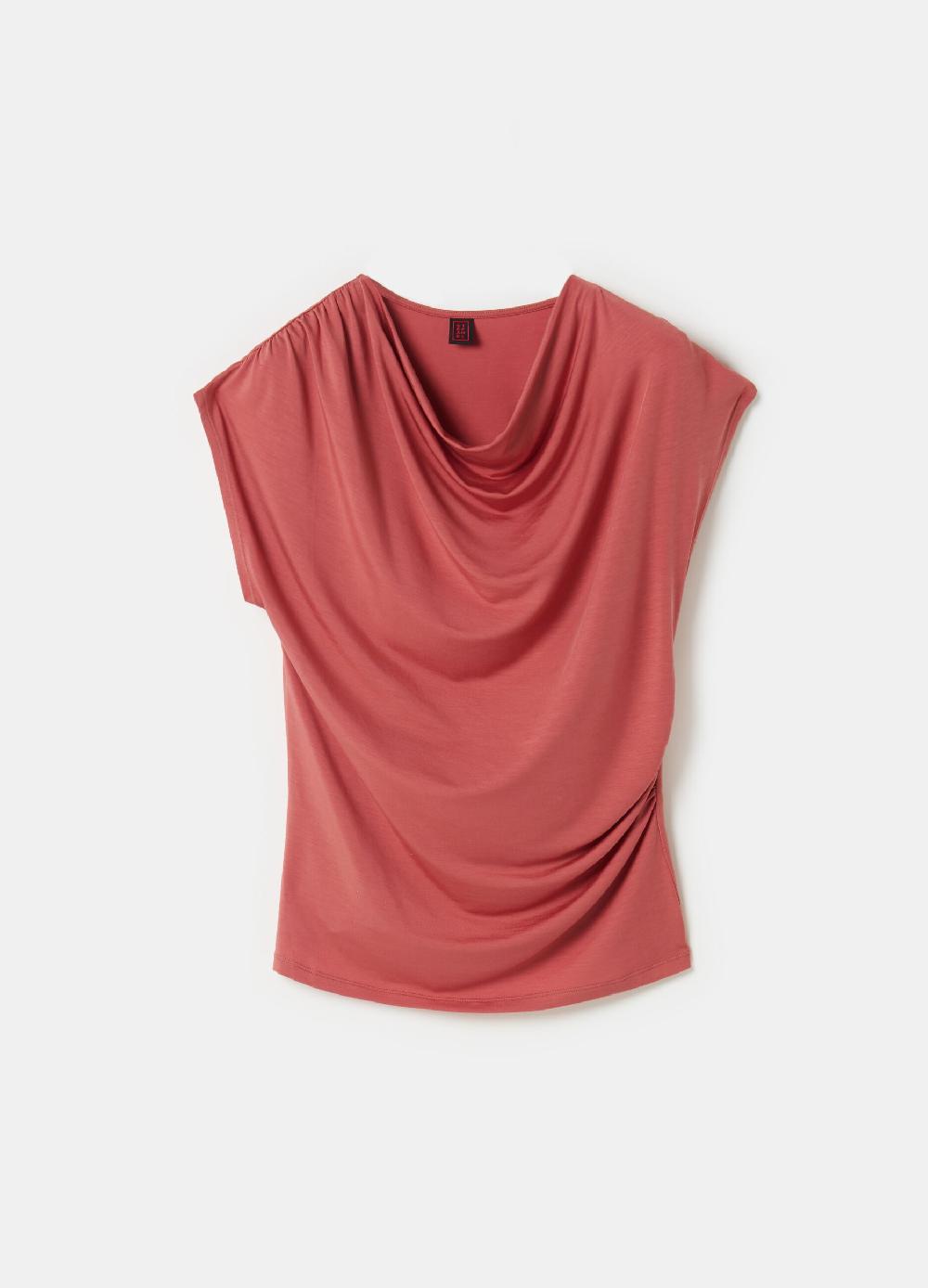 Stefanel Top smanicato scollo con drappeggio Presa