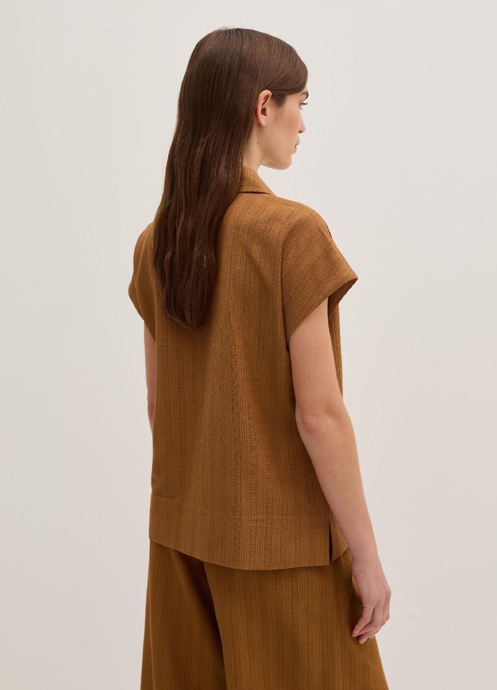 Stefanel Blusa gessata scollo serafino con colletto In Saldo