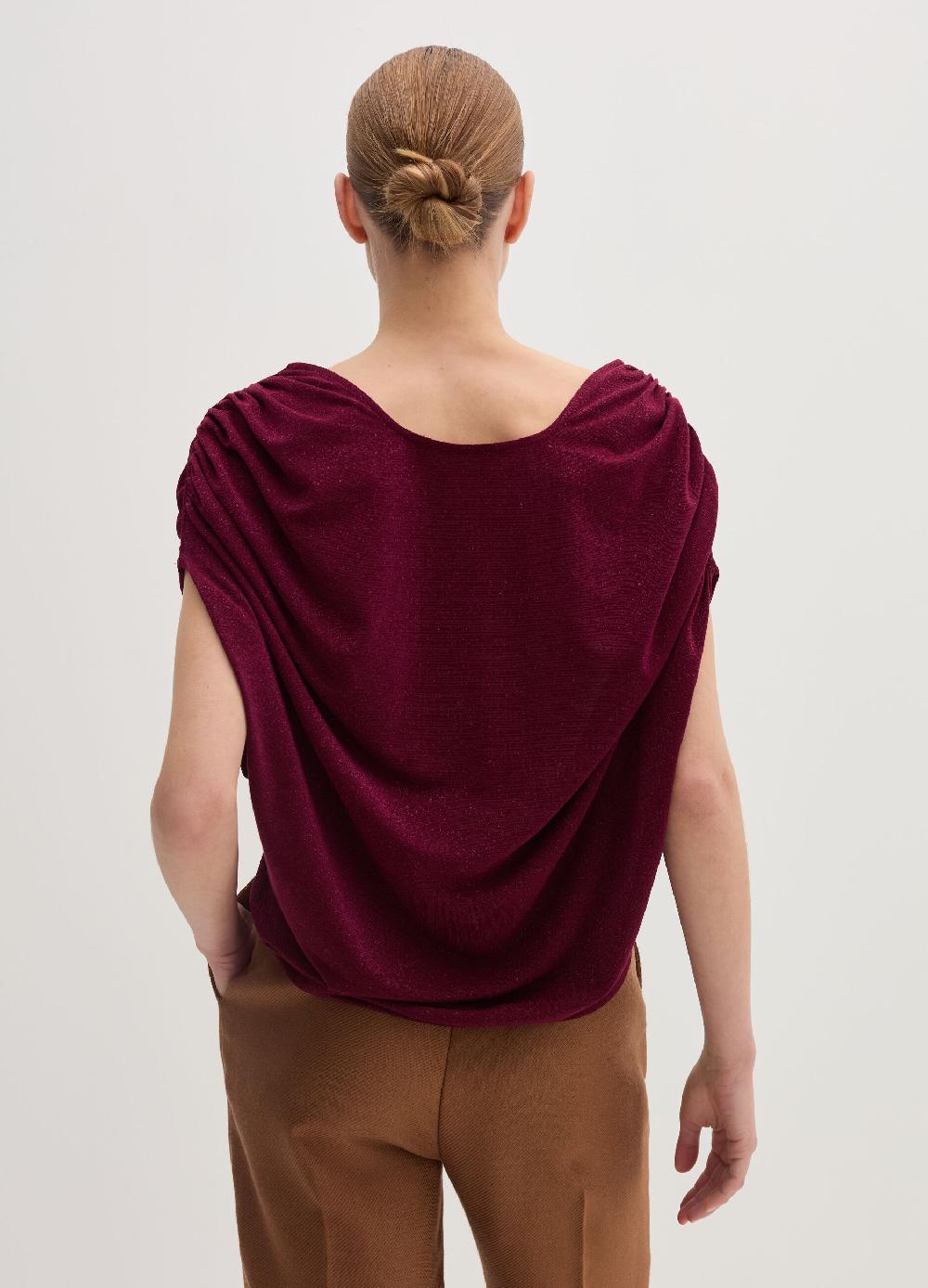 Stefanel T-shirt smanicata in lurex con arricciatura Nuova