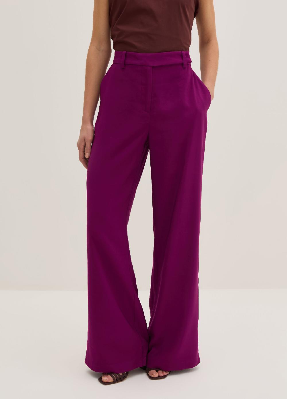 Stefanel Pantalone palazzo wide leg in twill tecnico Italy